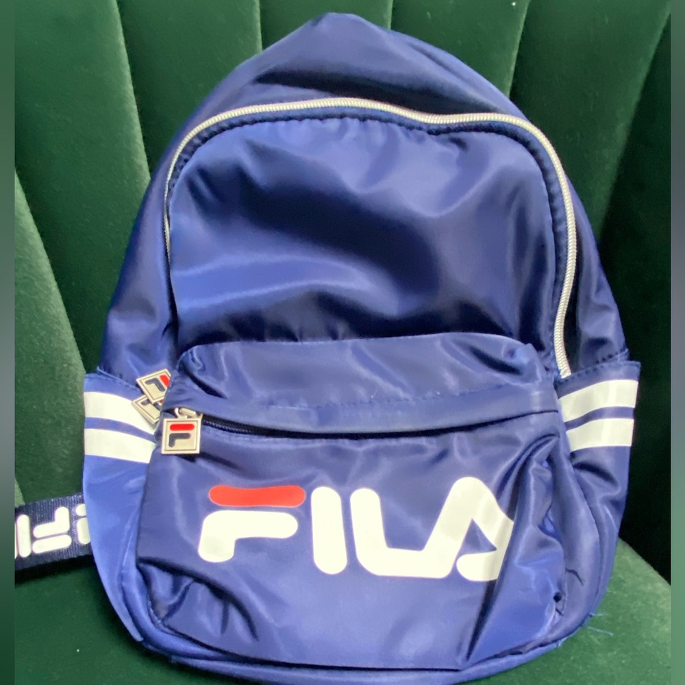 Mini Navy Blue FILA backpack w/ 2 (mini) cup holders on the side